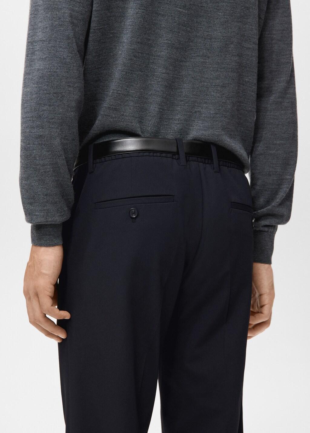 Navy Barna Slim-Fit Twill Chino Trousers, Navy, large image number 6