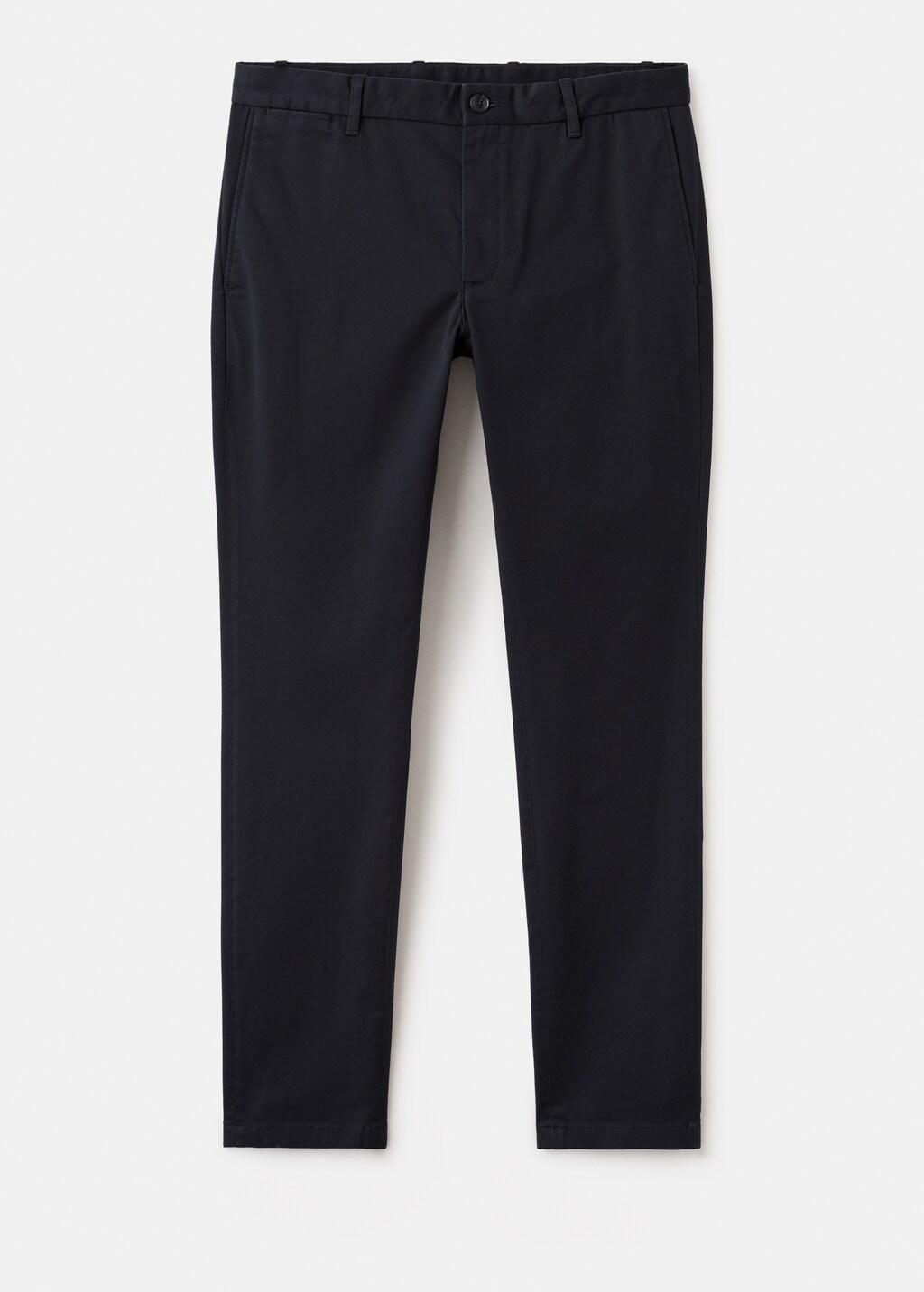 Navy Barna Slim-Fit Twill Chino Trousers, Navy, large image number 8