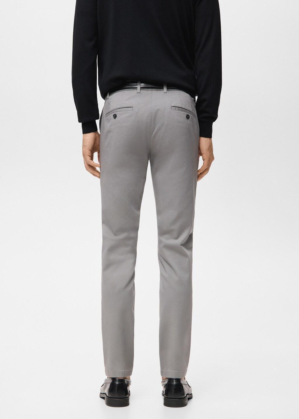 Grey Barna Slim-Fit Twill Chino Trousers, Light Pastel Grey, large image number 2