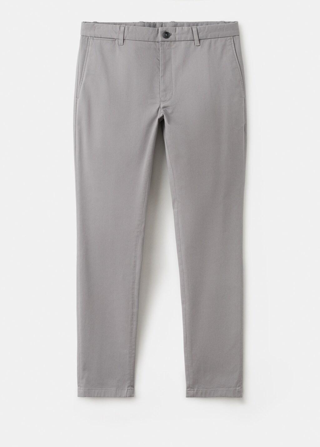 Grey Barna Slim-Fit Twill Chino Trousers, Light Pastel Grey, large image number 8
