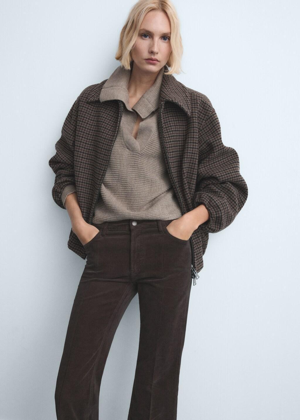 Brown Corduroy Flared Jeans, Dark Brown, large image number 4