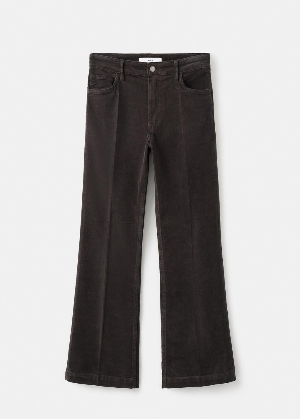 Brown Corduroy Flared Jeans, Dark Brown, large image number 8