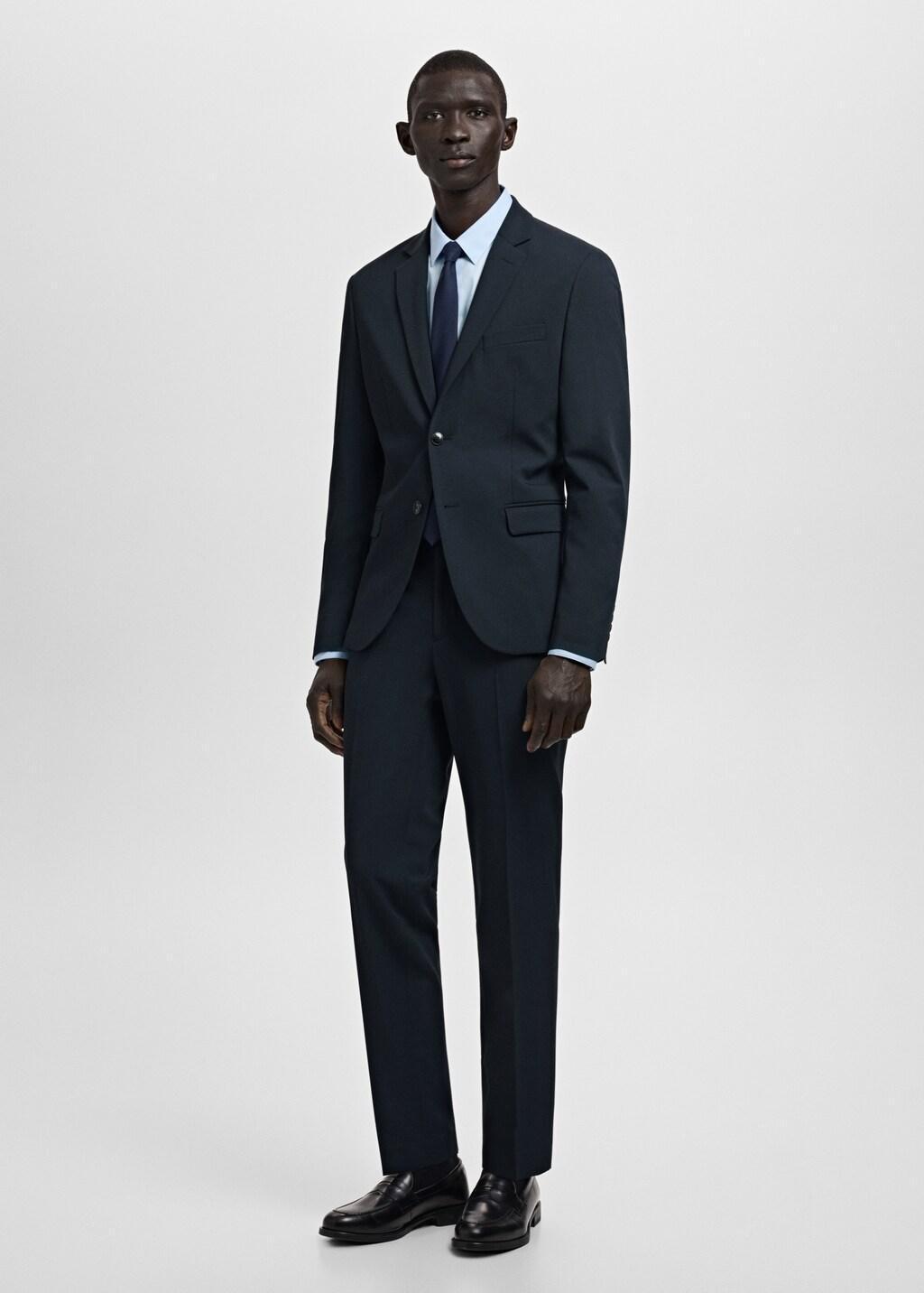 Navy Super Slim-Fit Suit Jacket In Stretch Fabric, Navy, large image number 0