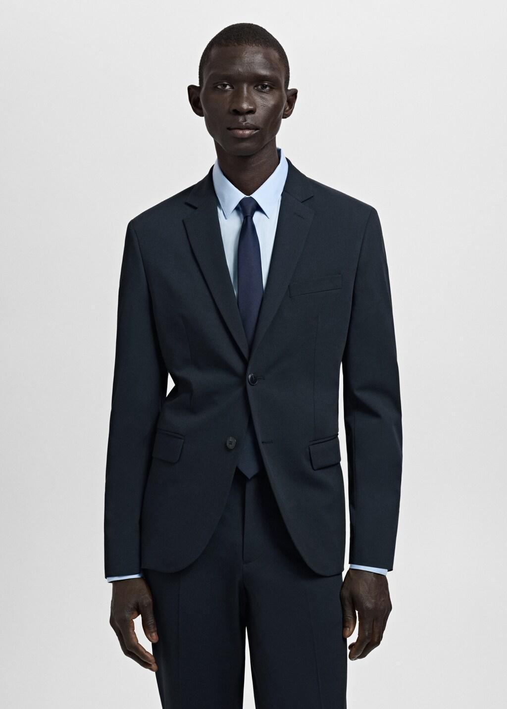 Navy Super Slim-Fit Suit Jacket In Stretch Fabric, Navy, large image number 3