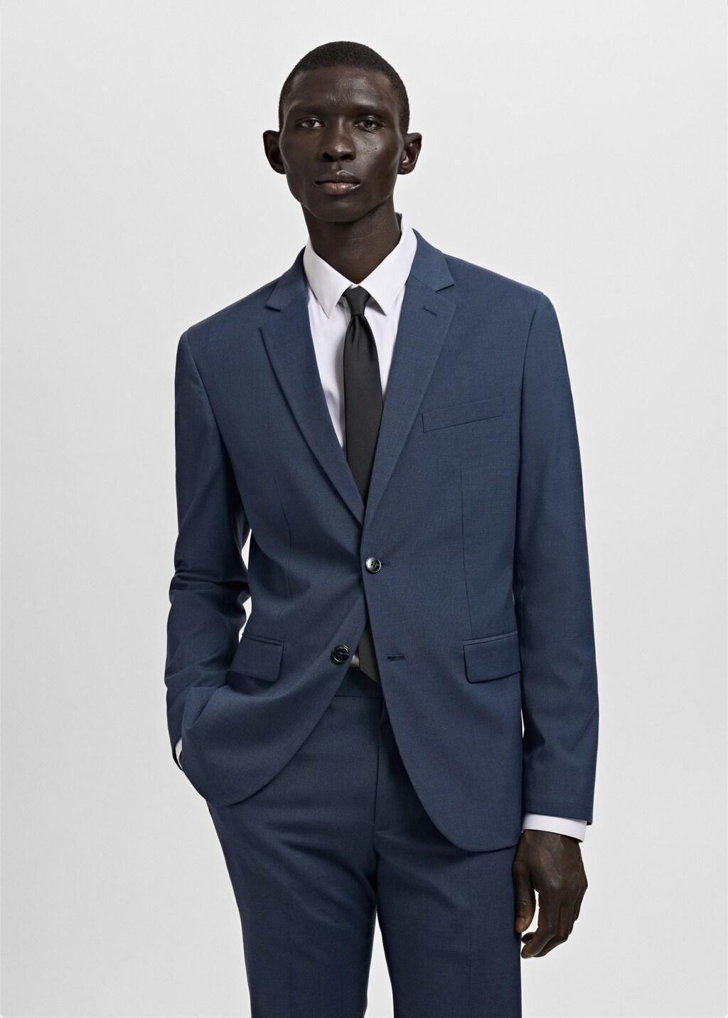 Blue Super Slim-Fit Suit Jacket In Stretch Fabric, Medium Blue, large image number 3