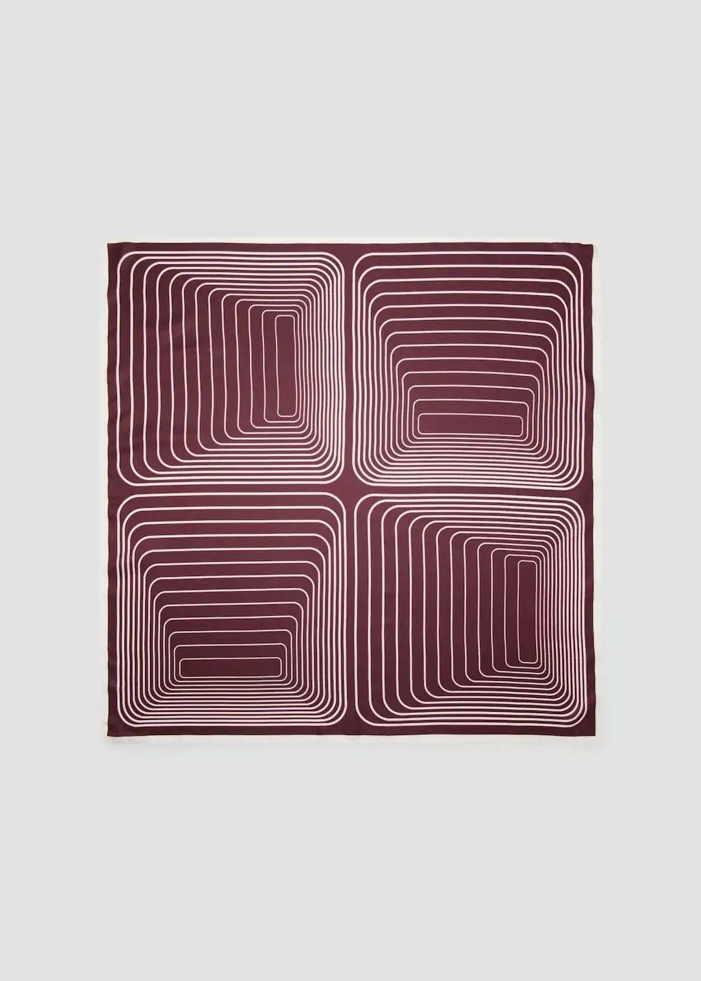 Red Satin Check-Print Scarf, 0201_78, large image number 3