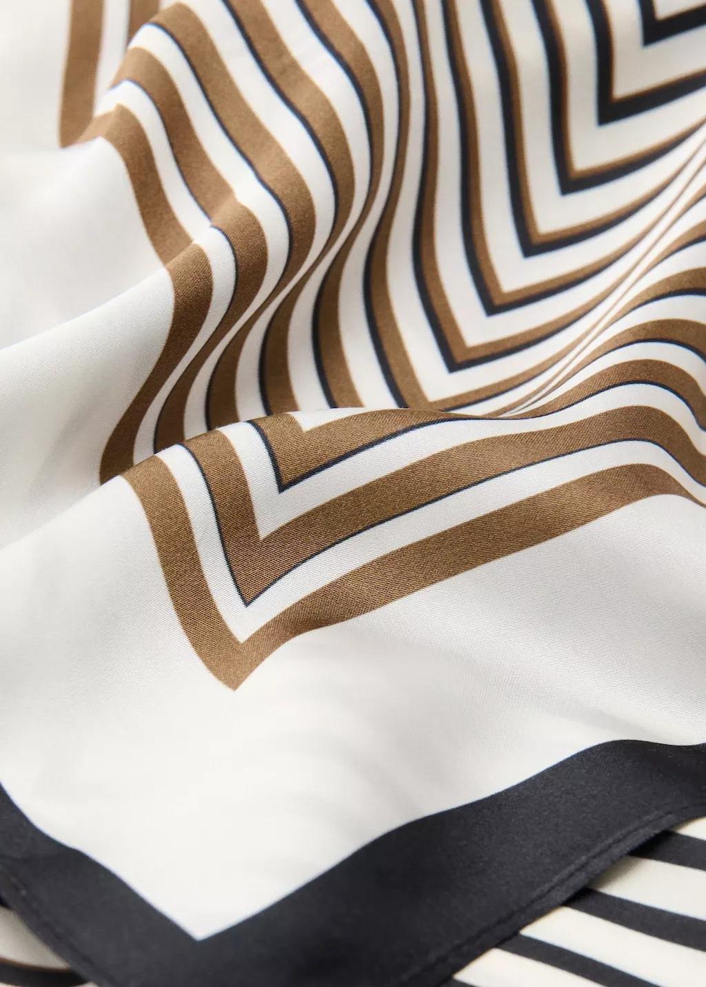 Beige Geometric Stripe-Print Scarf, 0201_05, large image number 0