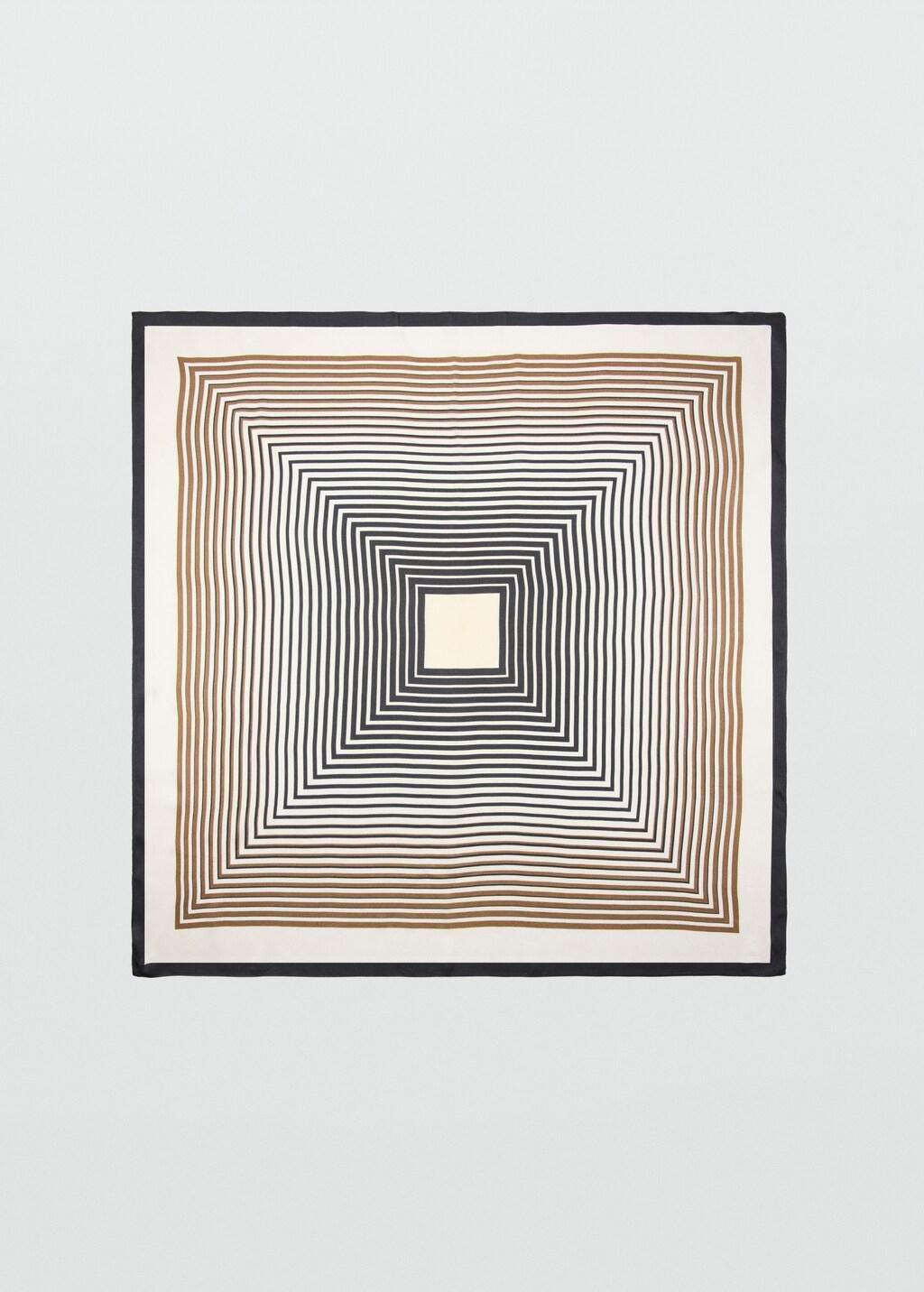 Beige Geometric Stripe-Print Scarf, 0201_05, large image number 2