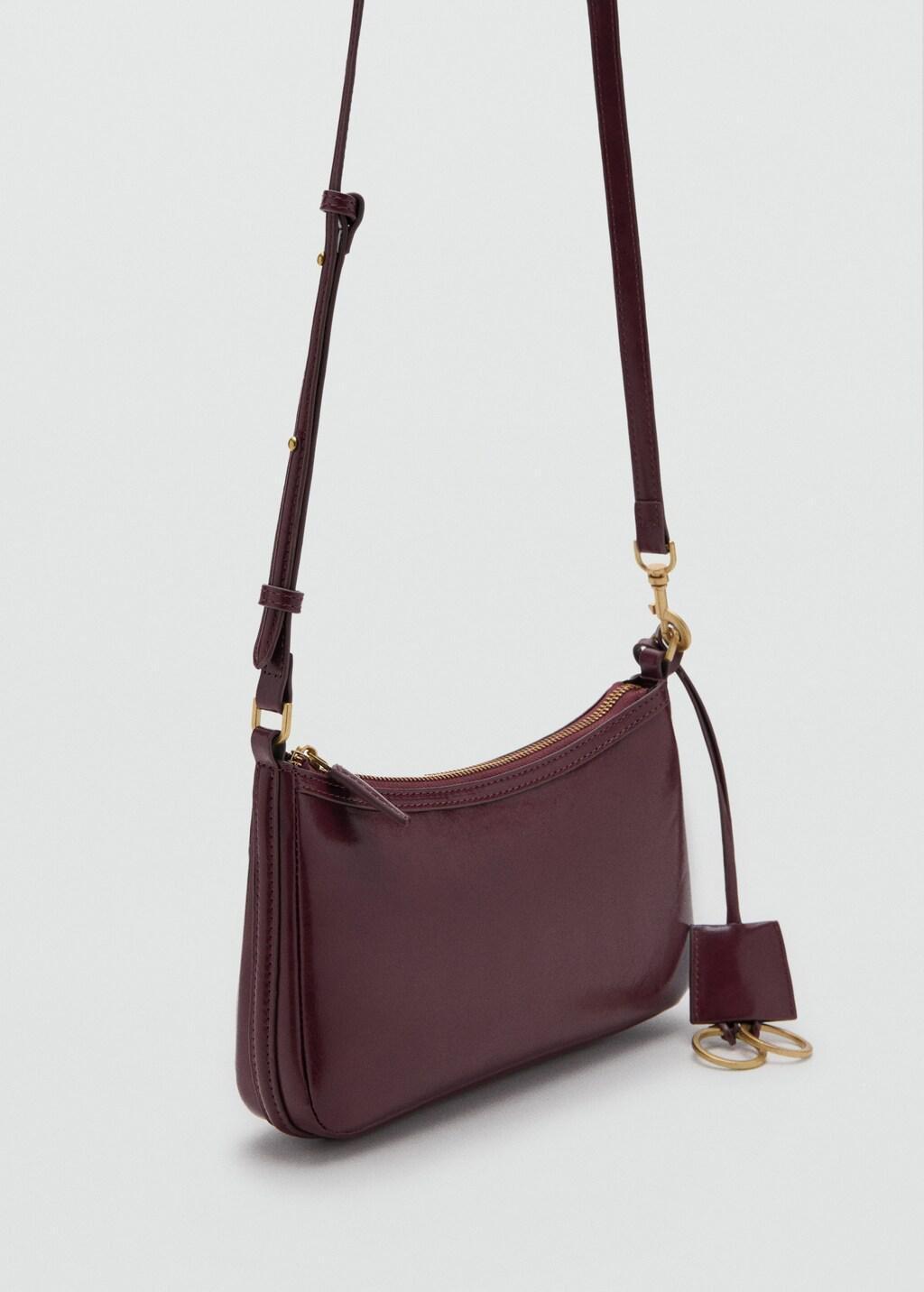 Red Crossbody Bag With Charms And Rings, Dark Red, medium