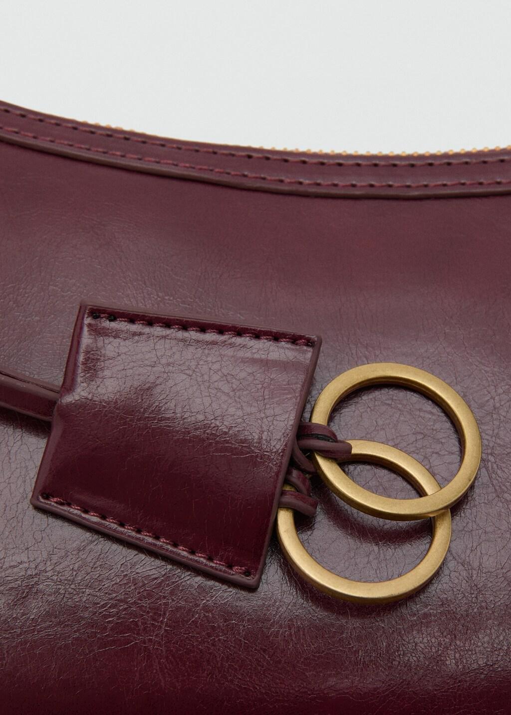 Red Crossbody Bag With Charms And Rings, Dark Red, medium