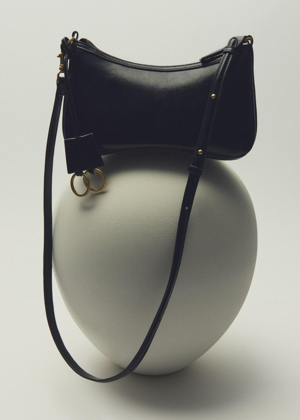Black Crossbody Bag With Charms And Rings, Black, large image number 0
