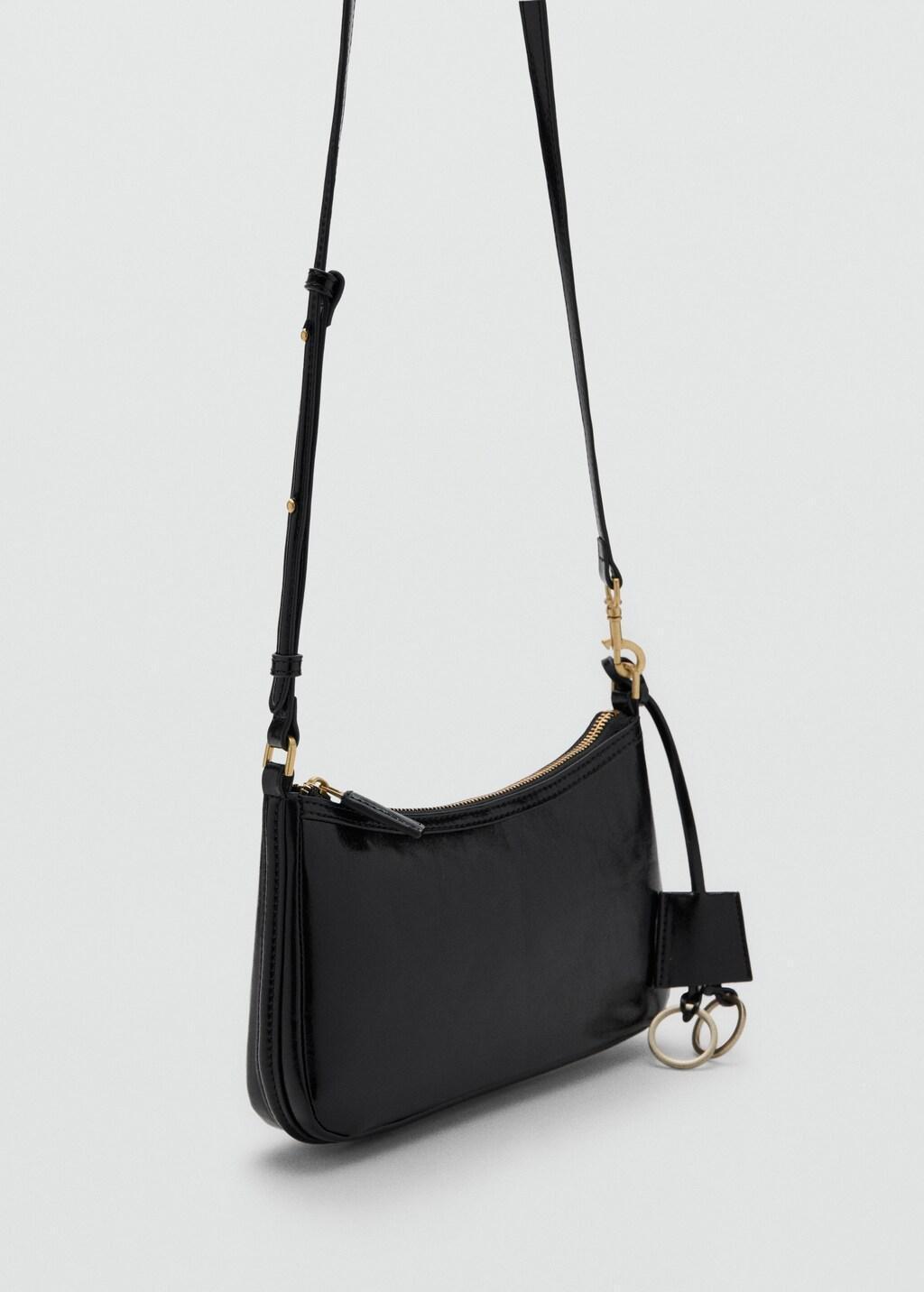 Black Crossbody Bag With Charms And Rings, Black, large image number 1