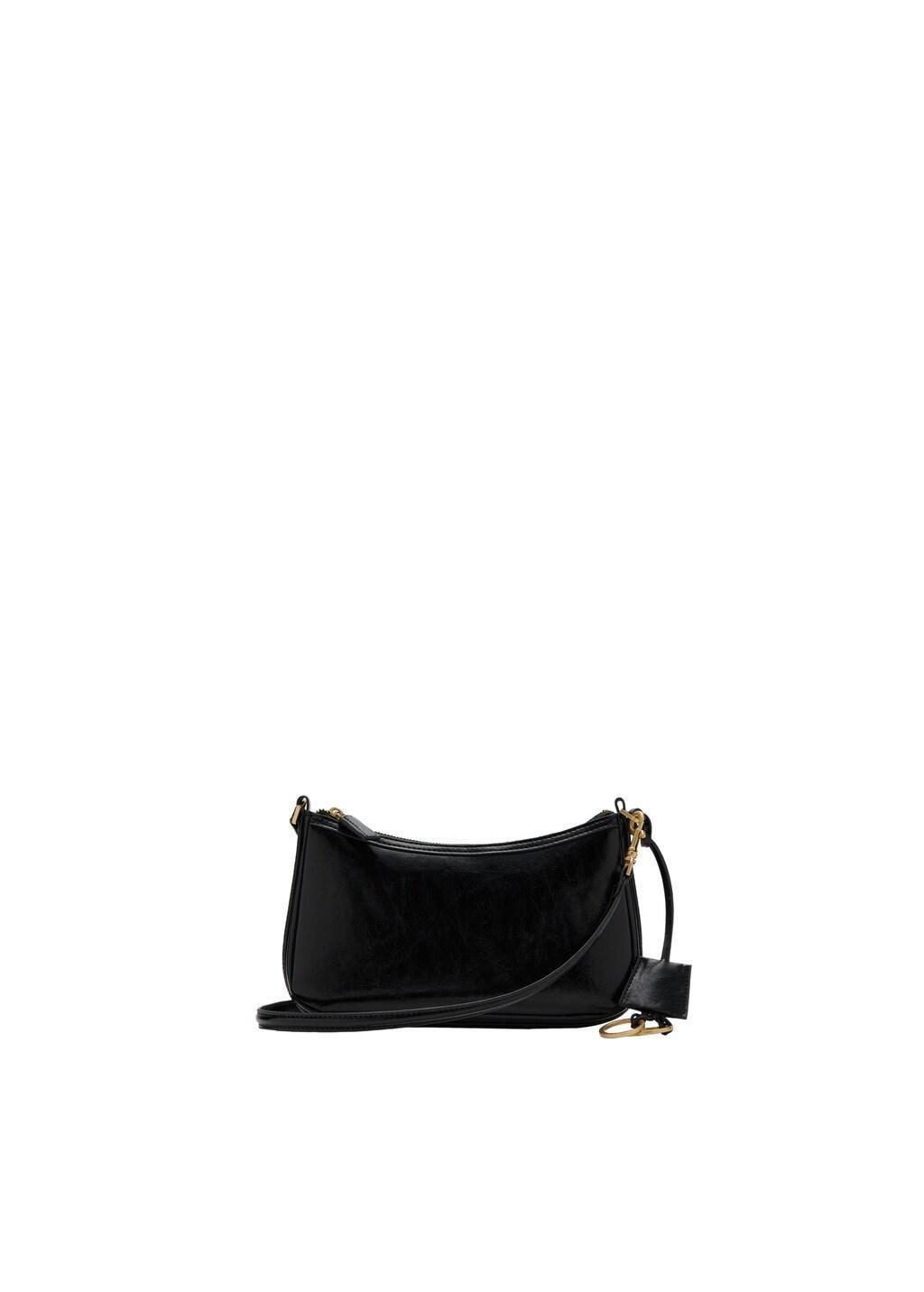 Black Crossbody Bag With Charms And Rings, Black, large image number 3