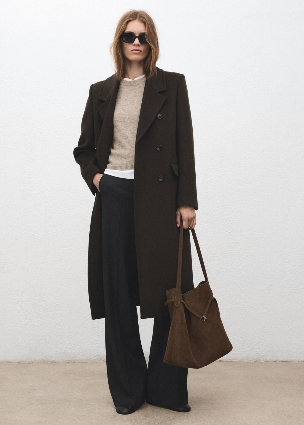 Brown Suede Bucket Bag, Brown, large image number 0