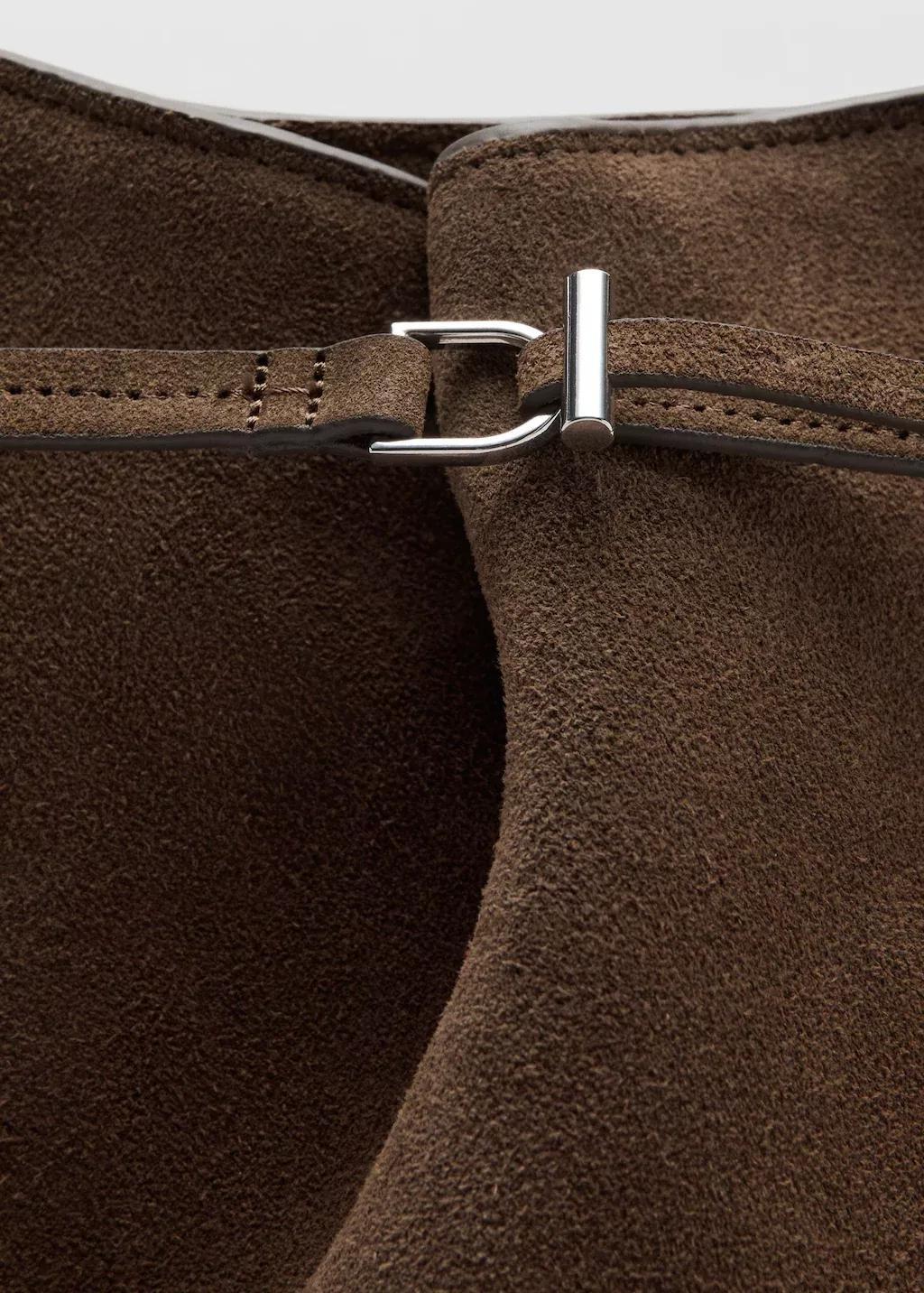 Brown Suede Bucket Bag, Brown, large image number 2