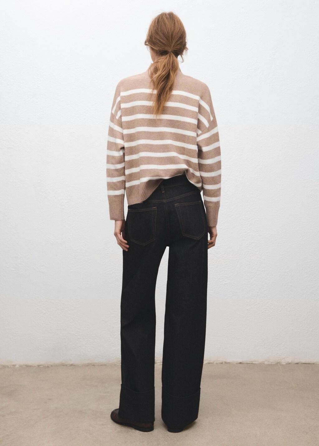 Grey Lt Pastel Oversized Striped Turtleneck Sweater, 0201_06, large image number 2