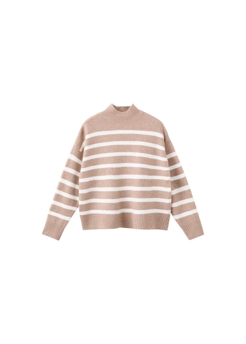 Grey Lt Pastel Oversized Striped Turtleneck Sweater, 0201_06, large image number 6