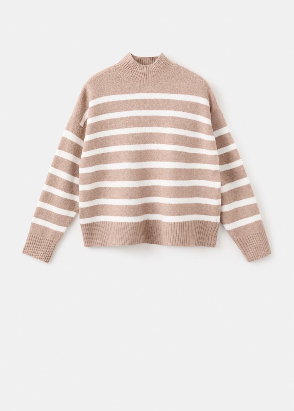 Grey Lt Pastel Oversized Striped Turtleneck Sweater, 0201_06, large image number 7