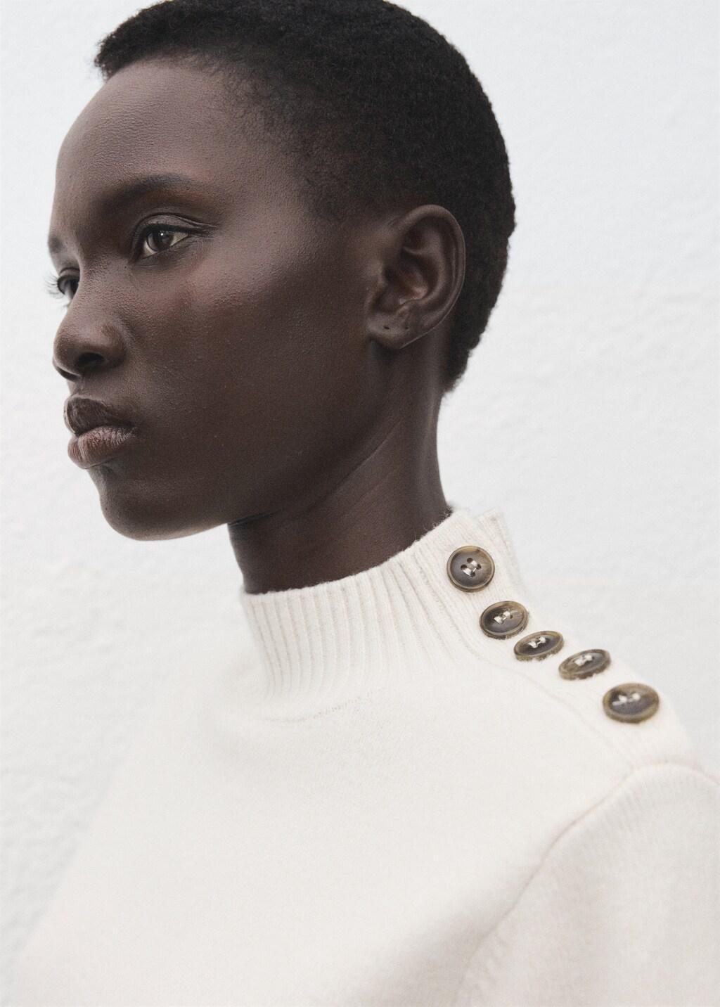 Beige Perkins-Neck Sweater With Button, 0201_05, large image number 4