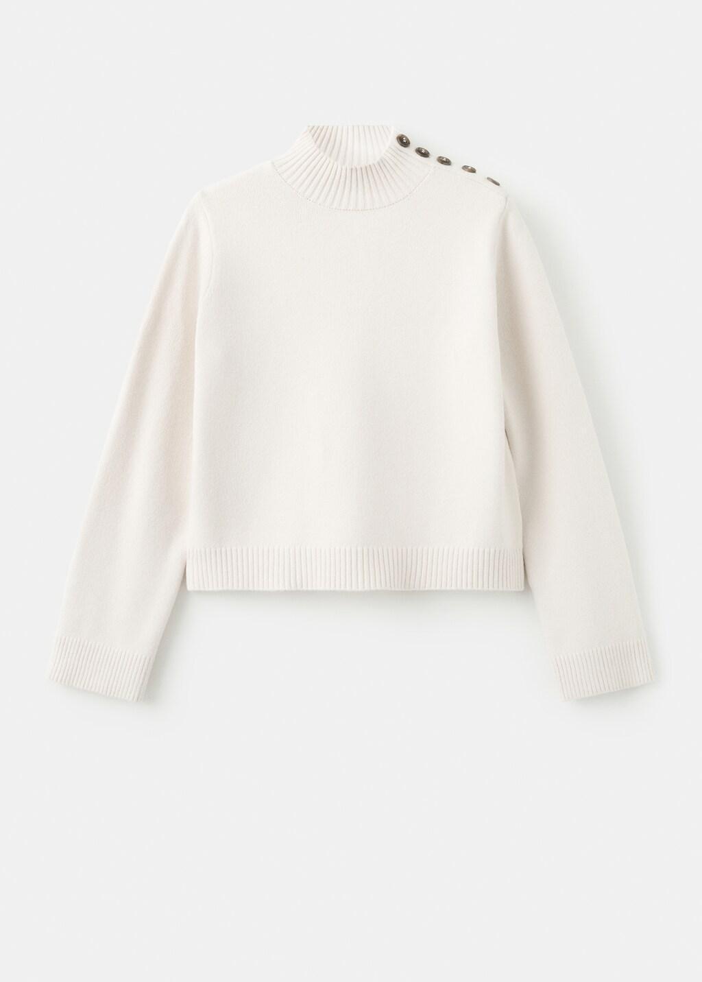 Beige Perkins-Neck Sweater With Button, Light Beige, large image number 7