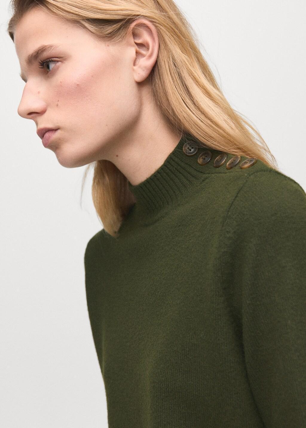 Khaki Perkins-Neck Sweater With Button, Beige - Khaki, large image number 4