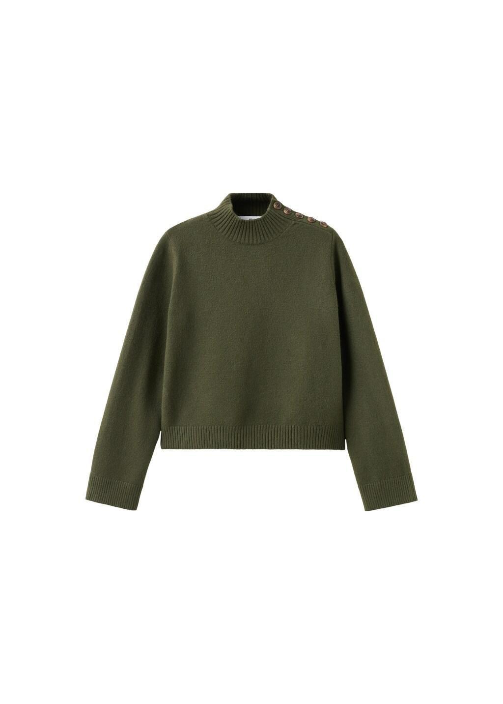 Khaki Perkins-Neck Sweater With Button, Beige - Khaki, large image number 6