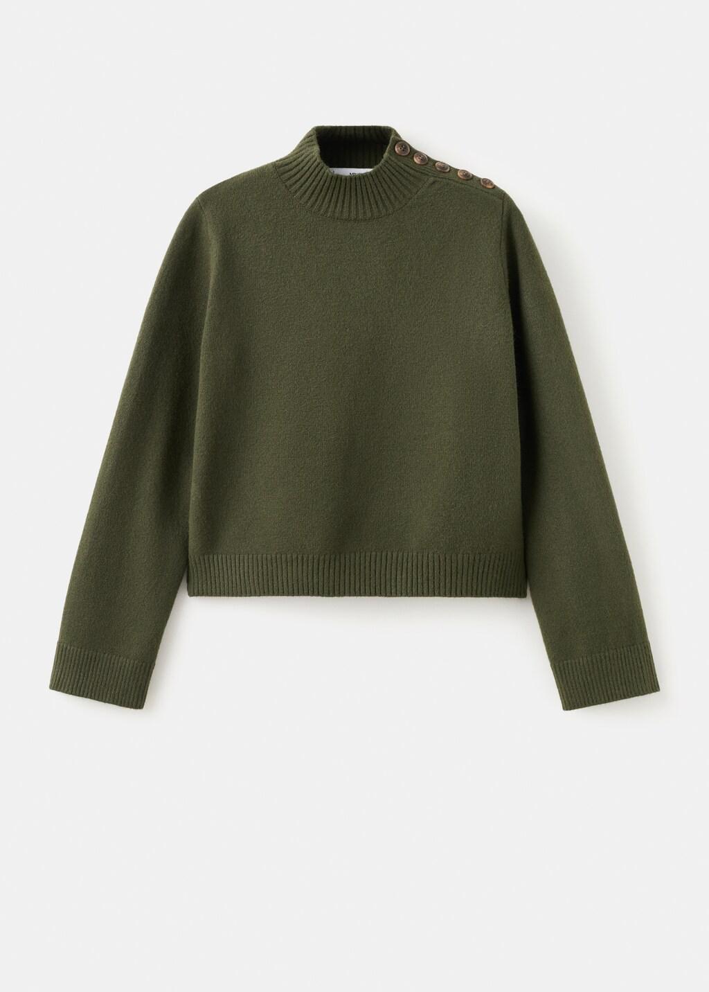 Khaki Perkins-Neck Sweater With Button, Beige - Khaki, large image number 7