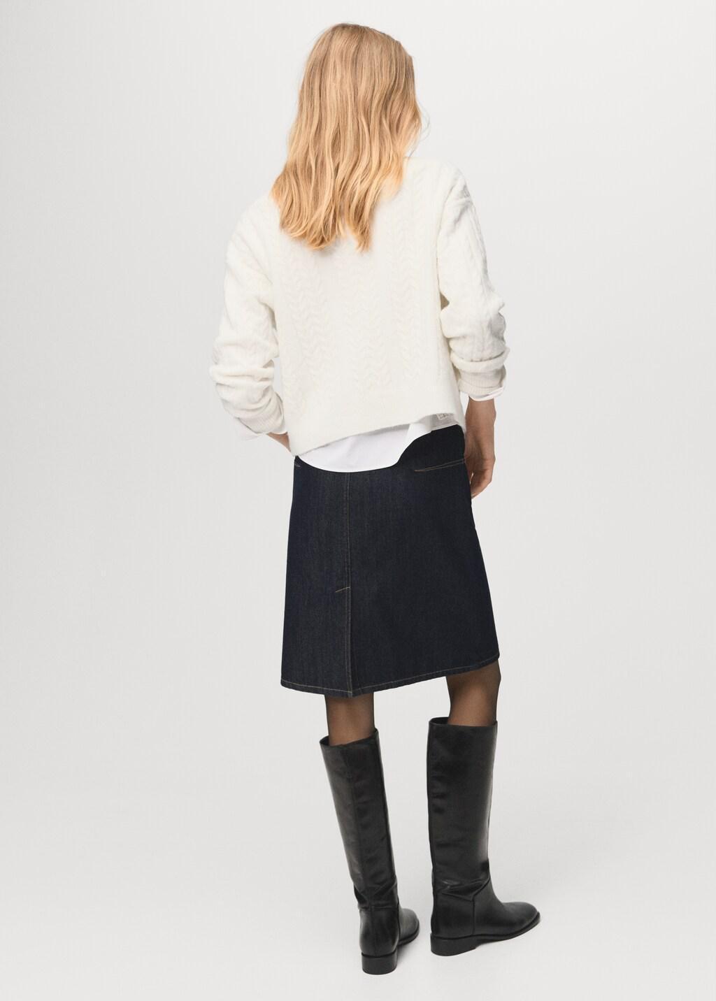 Beige Braided Knitted Sweater, Light Beige, large image number 2