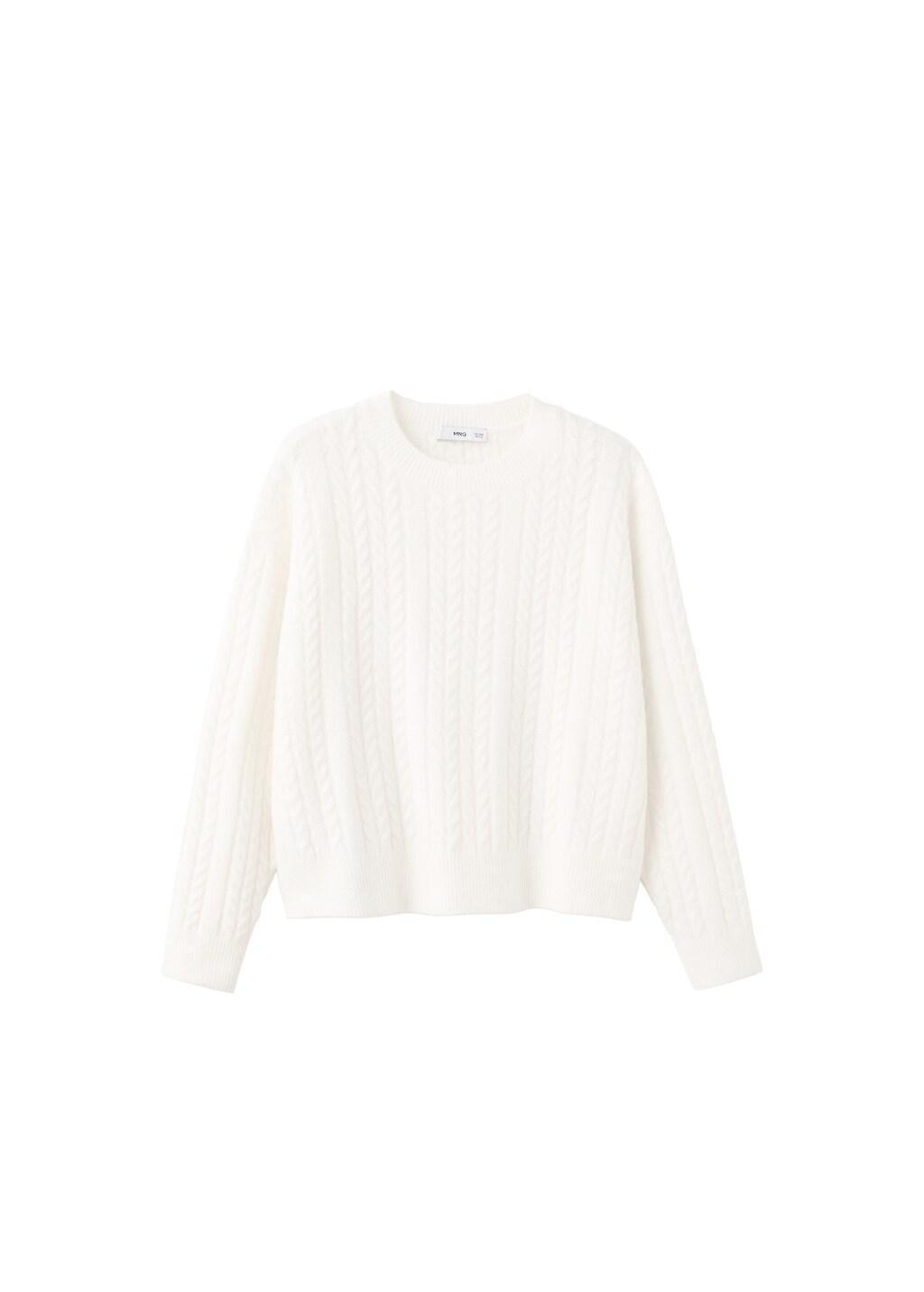 Beige Braided Knitted Sweater, Light Beige, large image number 6