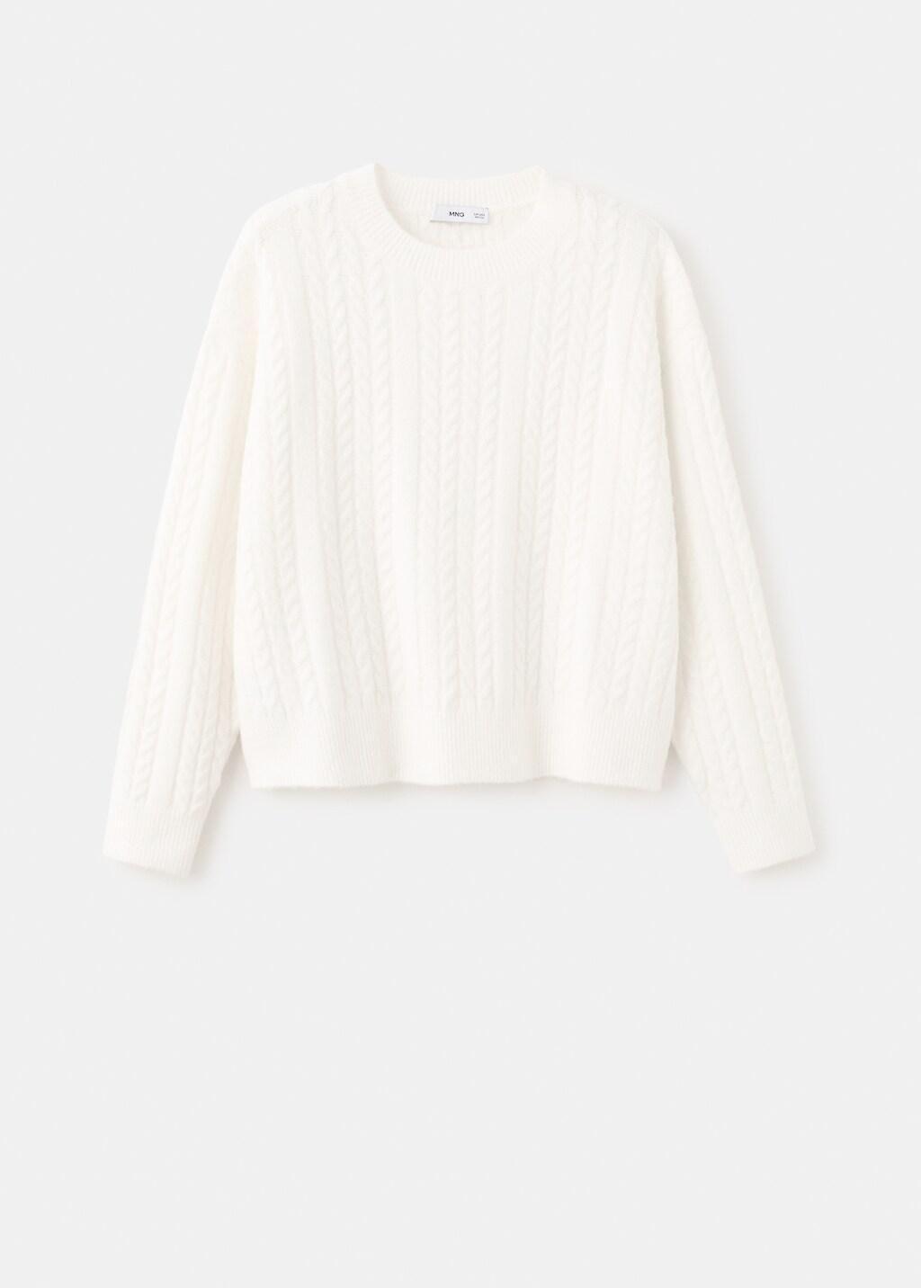 Beige Braided Knitted Sweater, Light Beige, large image number 7