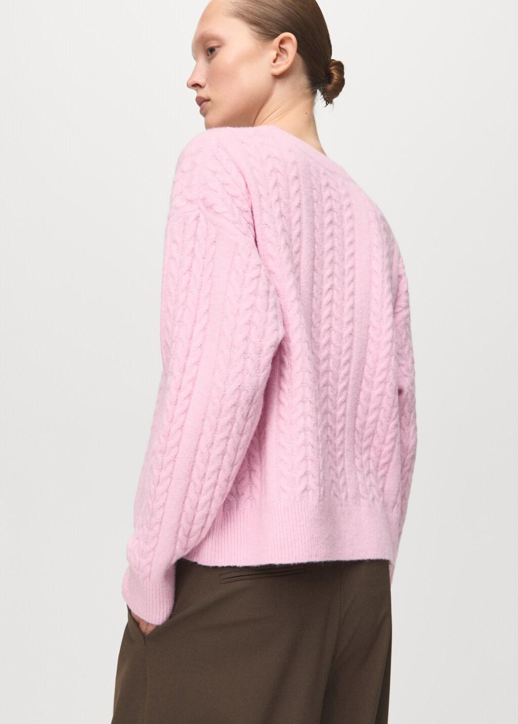 Pink Braided Knitted Sweater, Pink, large image number 2
