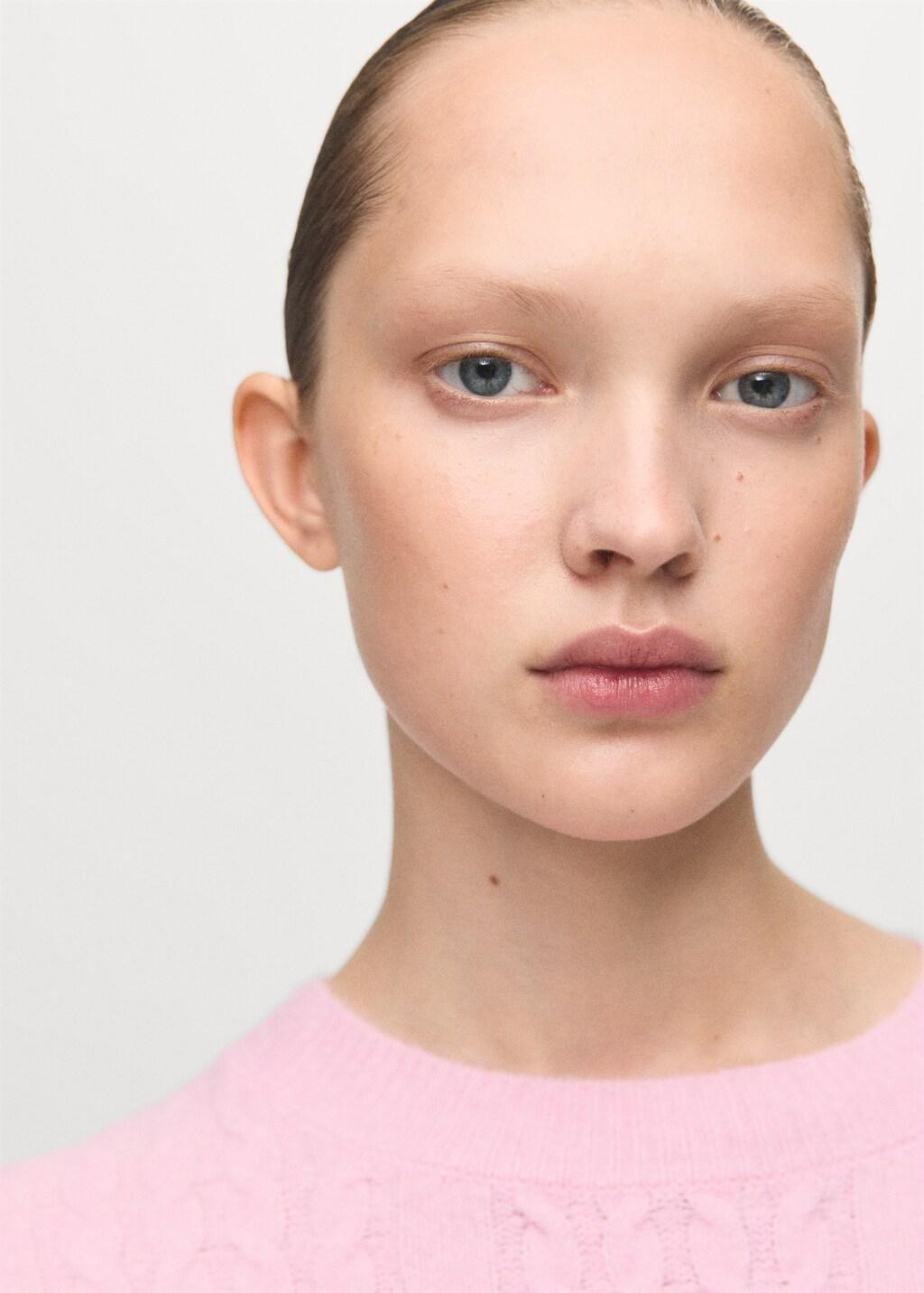 Pink Braided Knitted Sweater, Pink, large image number 4