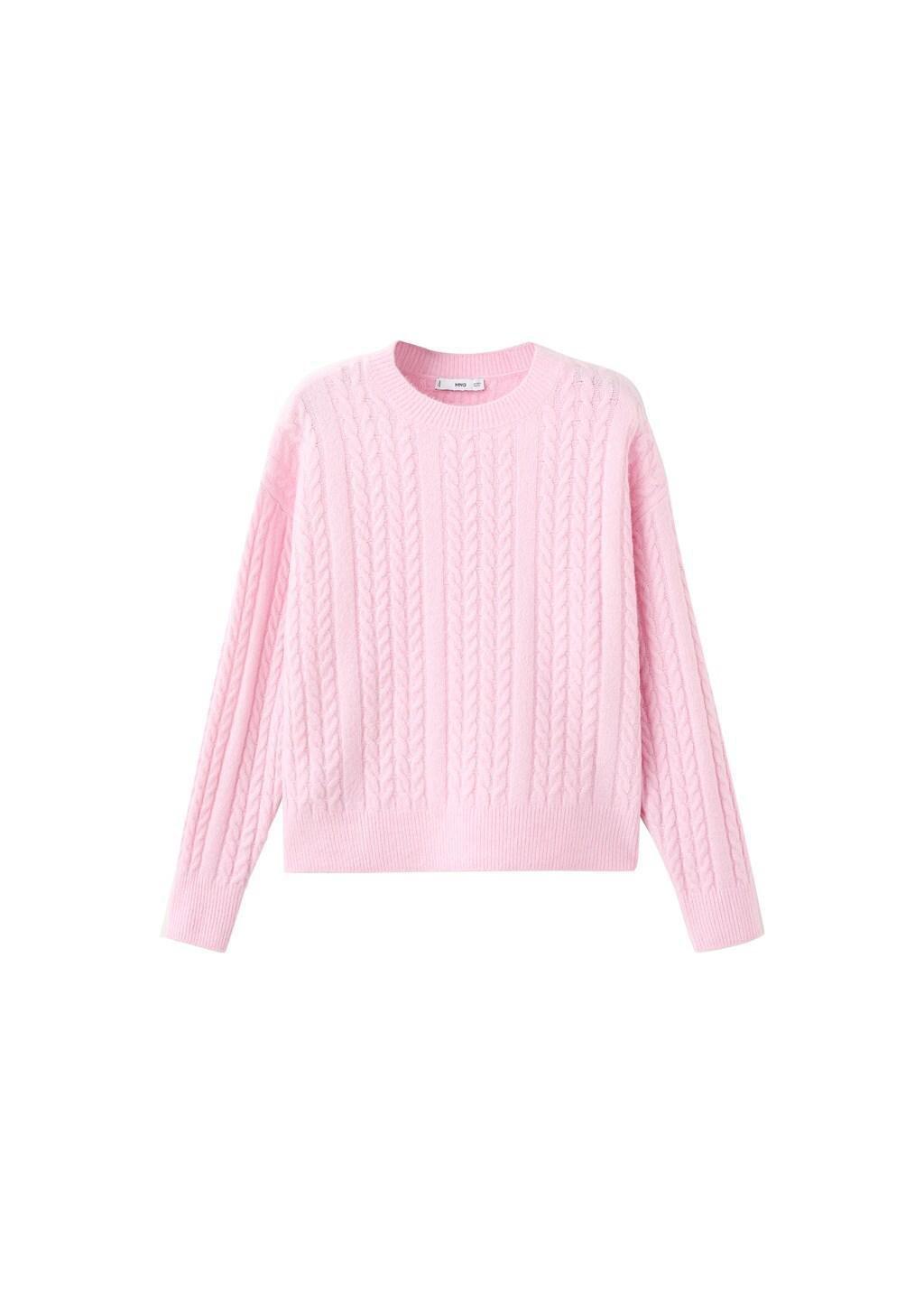 Pink Braided Knitted Sweater, Pink, large image number 7