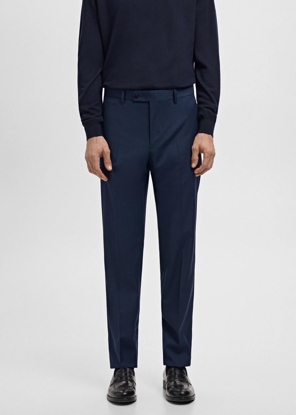 Navy Milan Slim-Fit Suit Trousers, Navy, large image number 3
