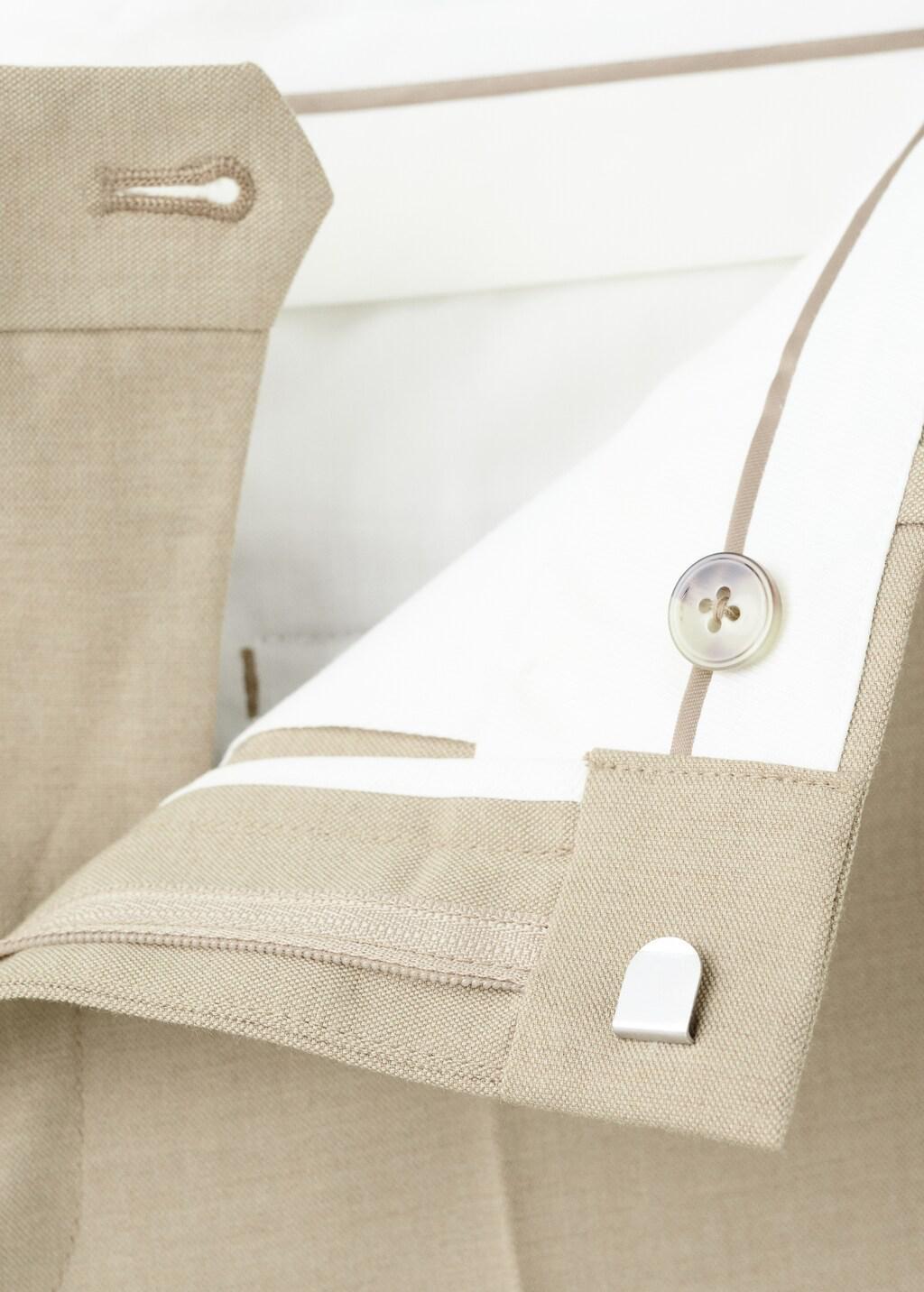 Beige Stretch Fabric Super Slim-Fit Suit Trousers, Light Beige, large image number 0