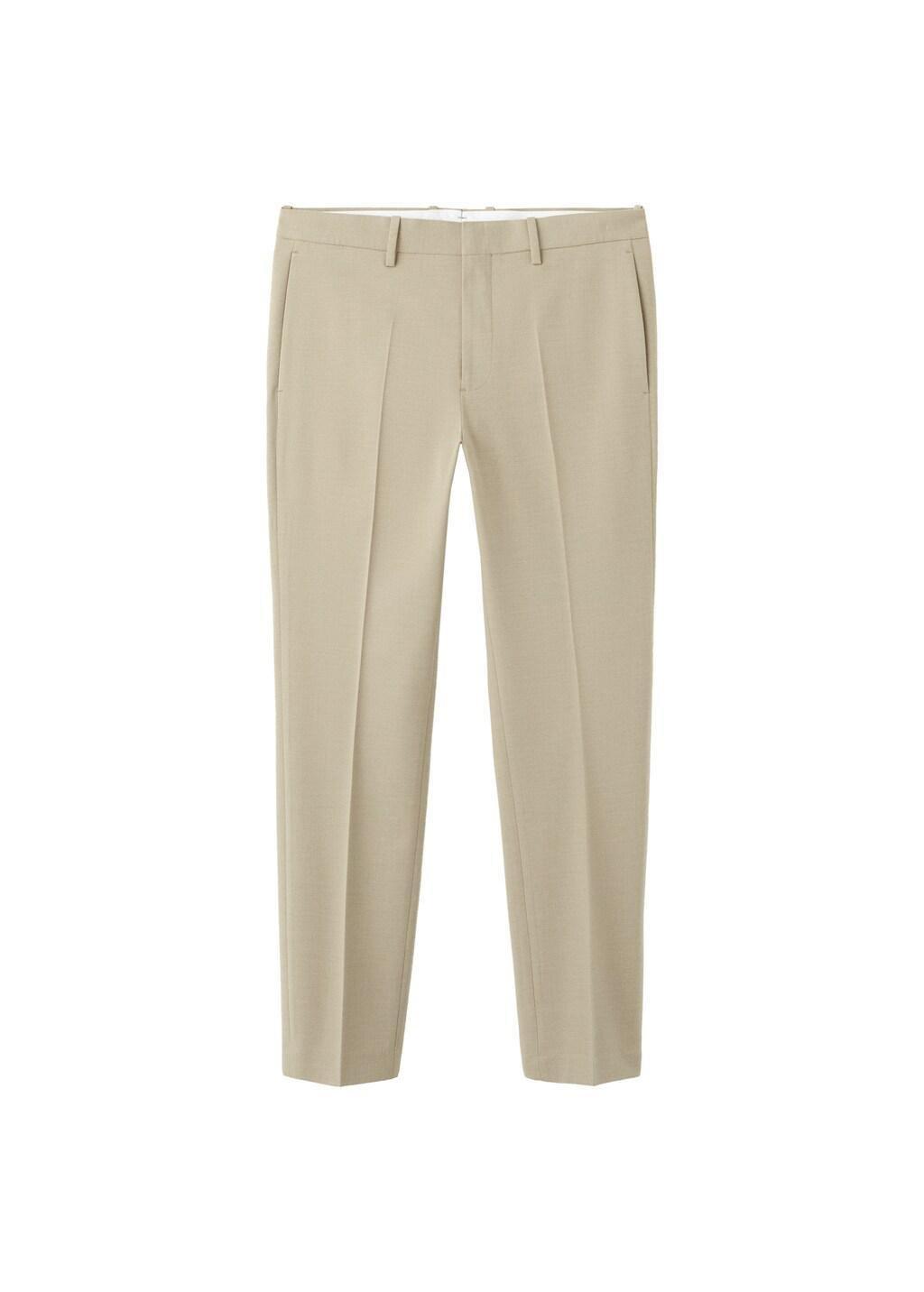 Beige Stretch Fabric Super Slim-Fit Suit Trousers, Light Beige, large image number 6