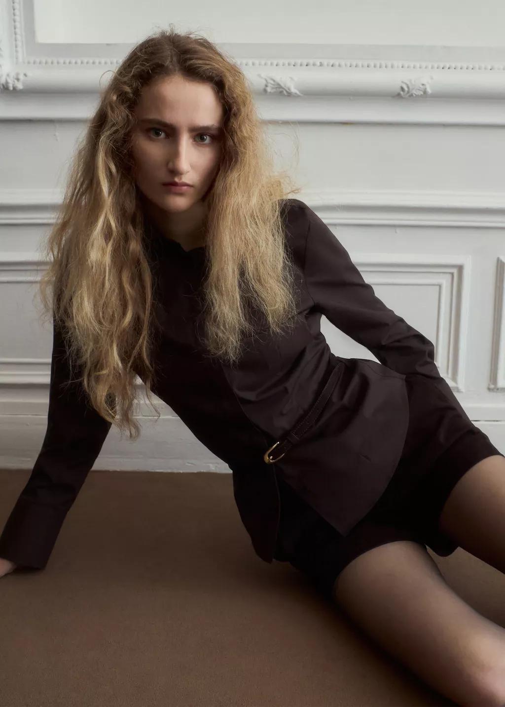 Brown Slim-Fit Poplin Shirt, 0201_30, medium