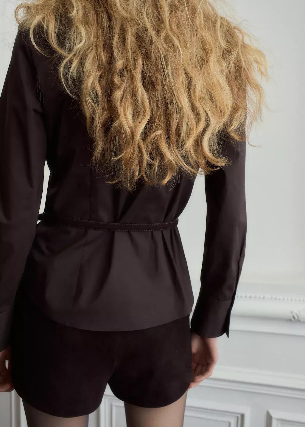 Brown Slim-Fit Poplin Shirt, 0201_30, large image number 2