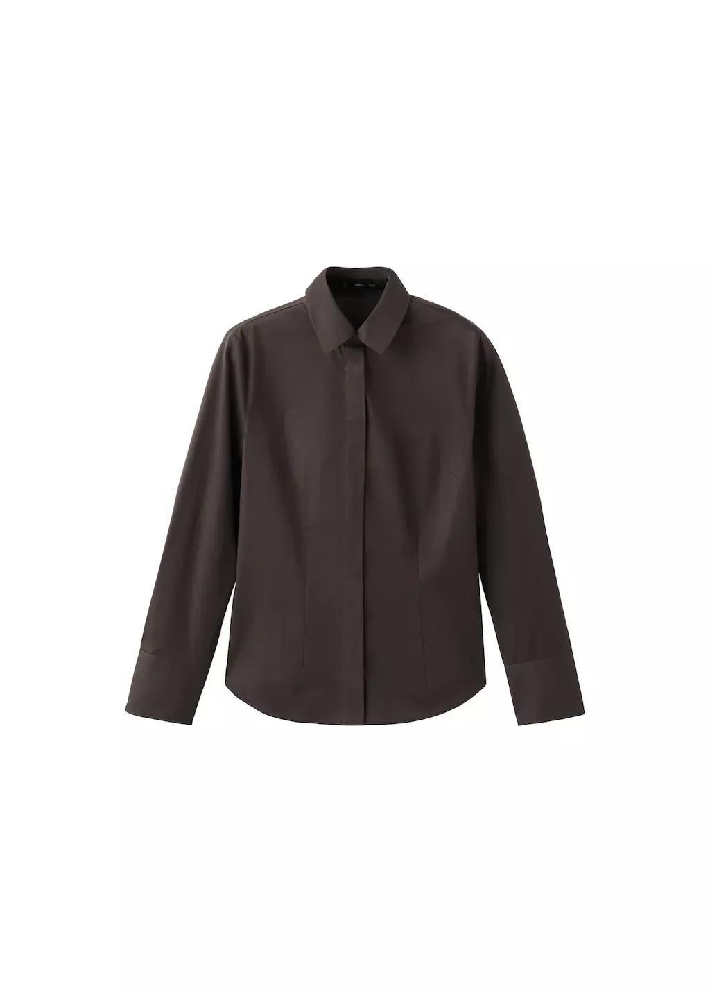 Brown Slim-Fit Poplin Shirt, 0201_30, large image number 5