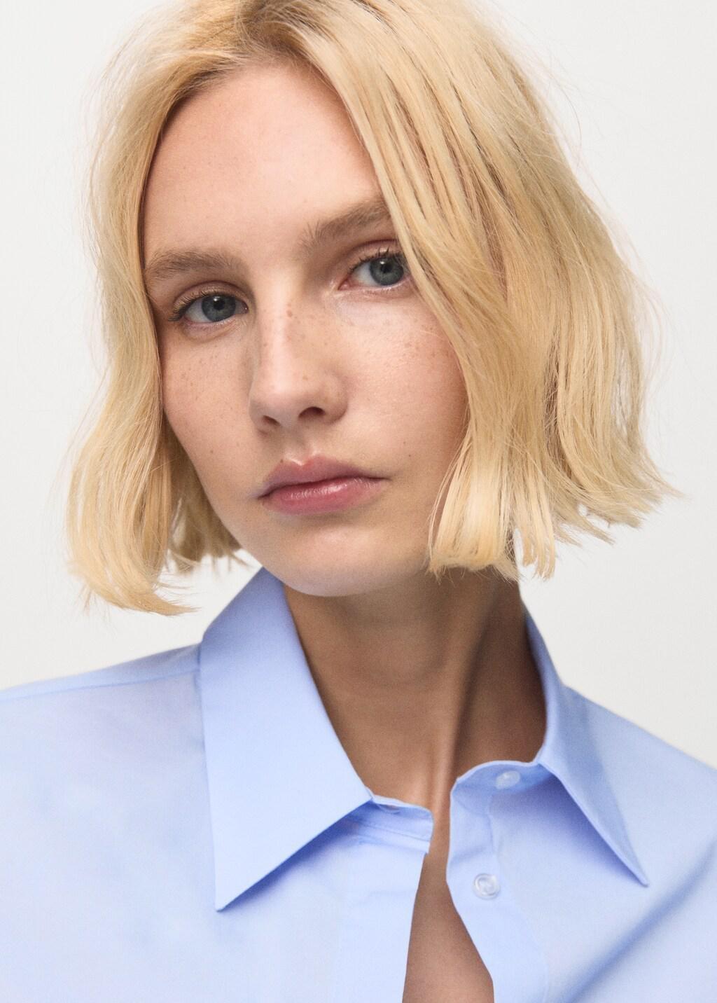 Blue Slim-Fit Poplin Shirt, 0201_50, large image number 4