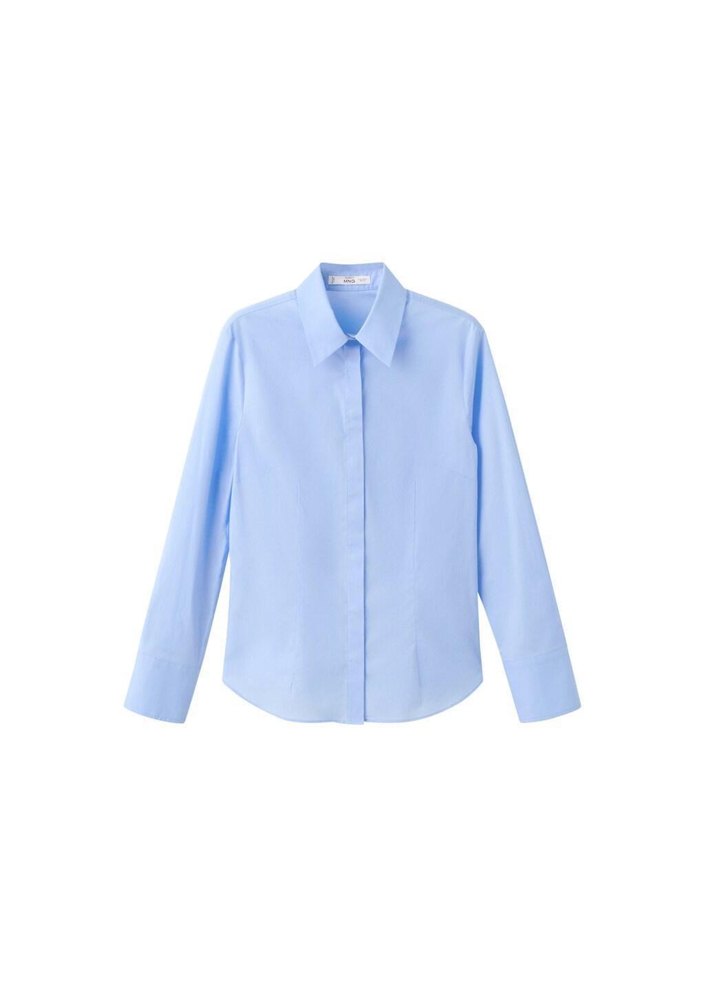Blue Slim-Fit Poplin Shirt, 0201_50, large image number 7