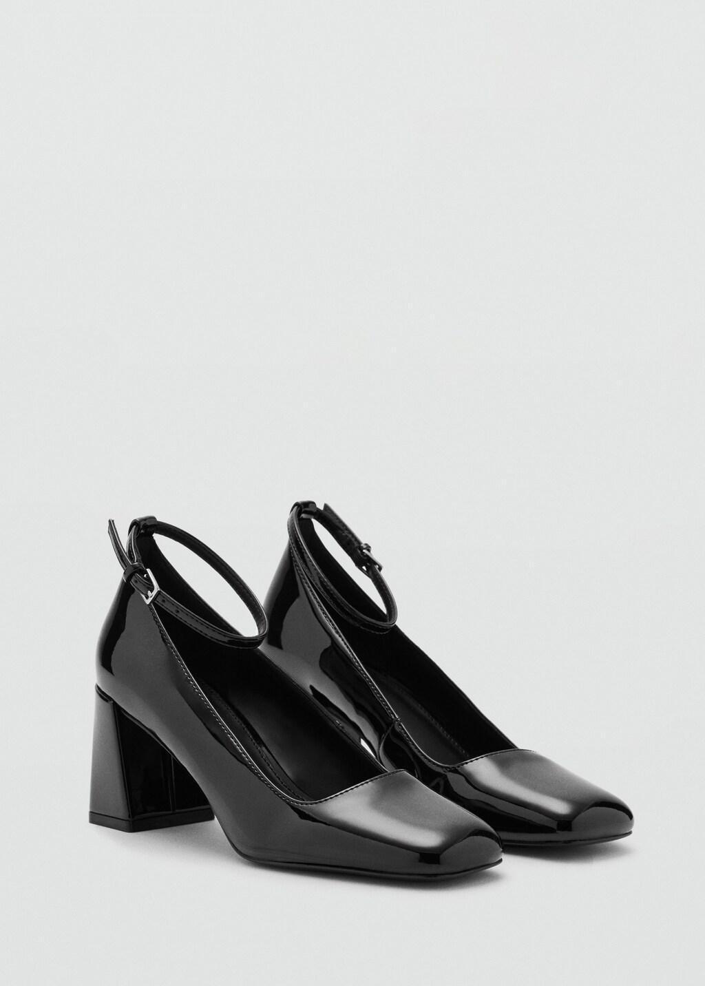 Black Patent Leather High-Heeled Shoes With Ankle Straps, 0201_99, large image number 0