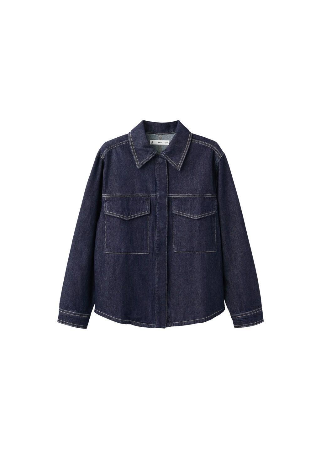 Blue Denim Shirt With Flap Pockets, 0201_TO, large image number 6