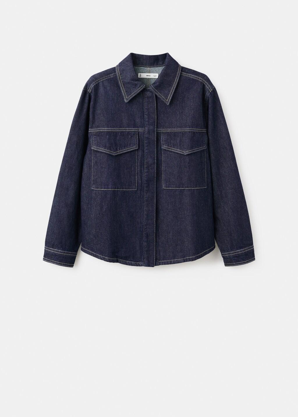 Blue Denim Shirt With Flap Pockets, 0201_TO, large image number 7