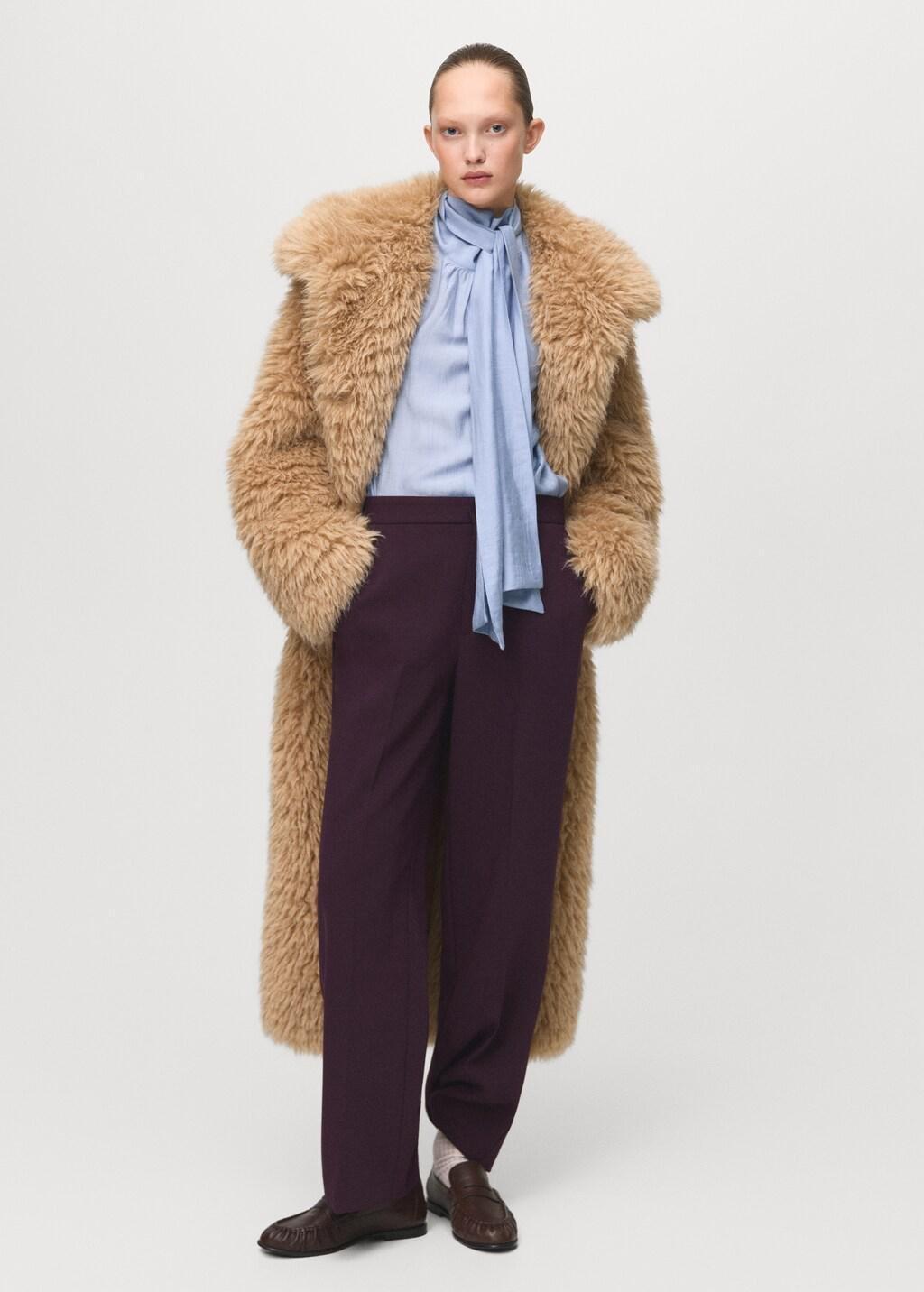 Burgundy High-Waist Straight Trousers, Dark Purple, large image number 0