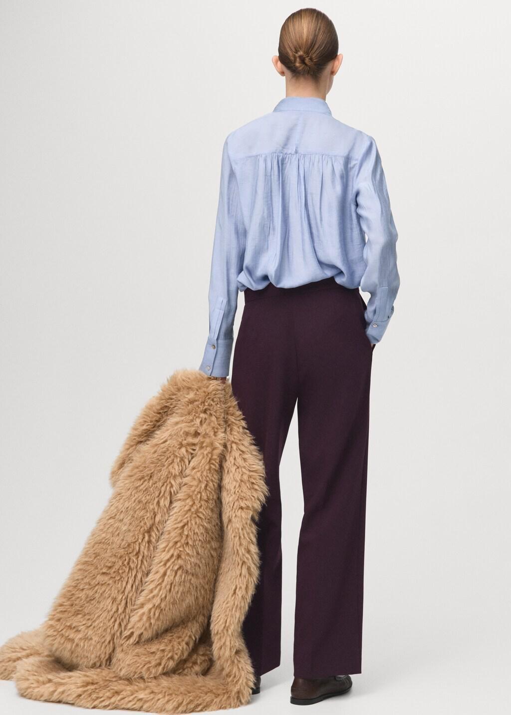 Burgundy High-Waist Straight Trousers, Dark Purple, large image number 2