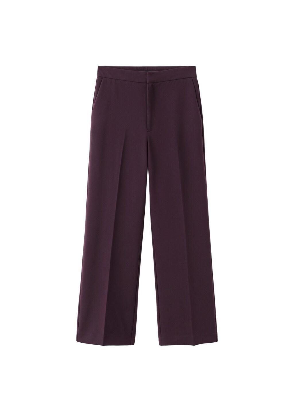 Burgundy High-Waist Straight Trousers, Dark Purple, large image number 7