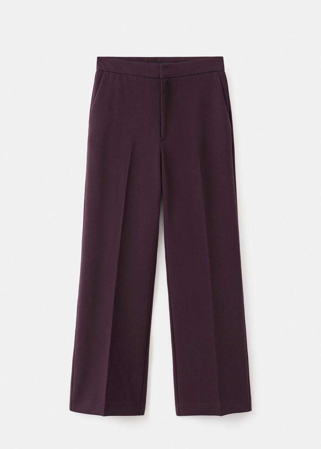 Burgundy High-Waist Straight Trousers, Dark Purple, large image number 8