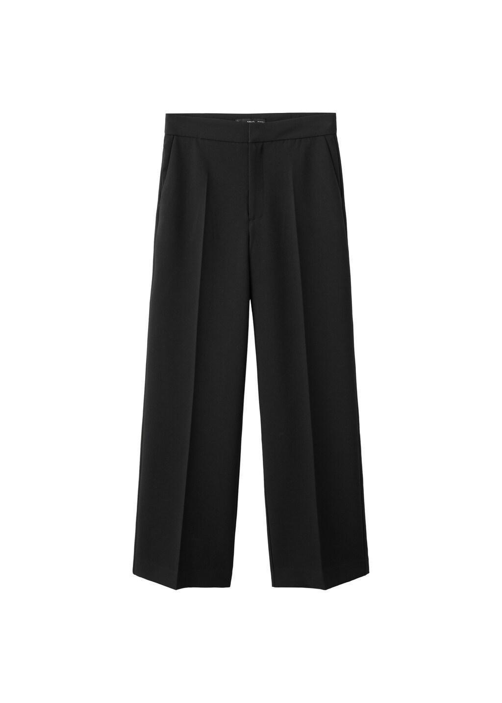 Black High-Waist Straight Trousers, Black, large image number 6