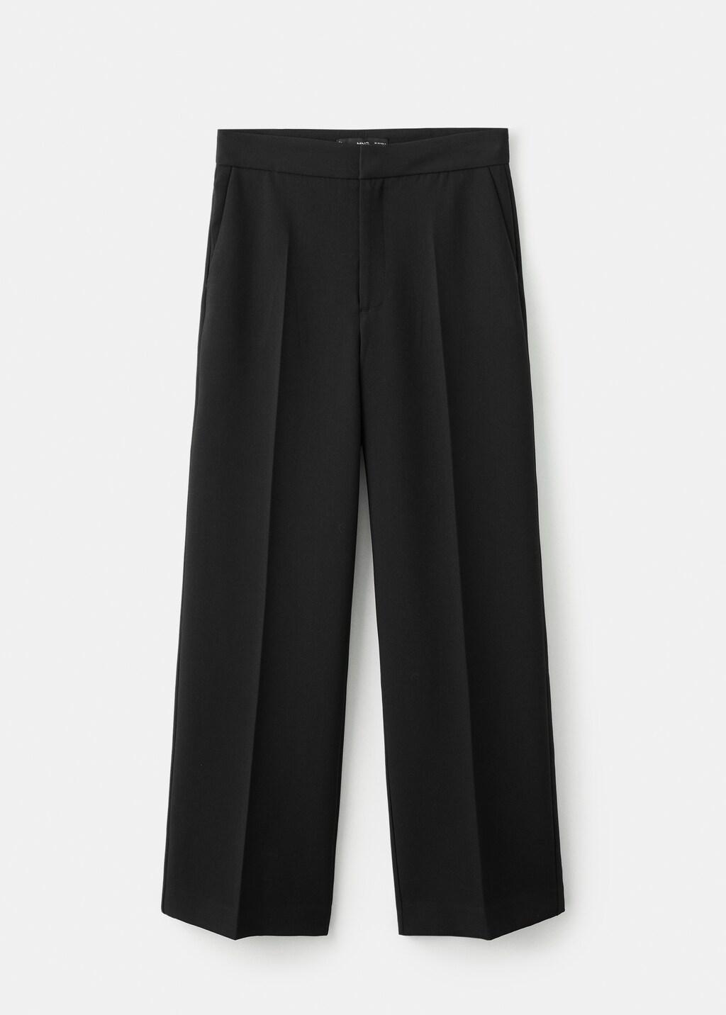 Black High-Waist Straight Trousers, Black, large image number 7